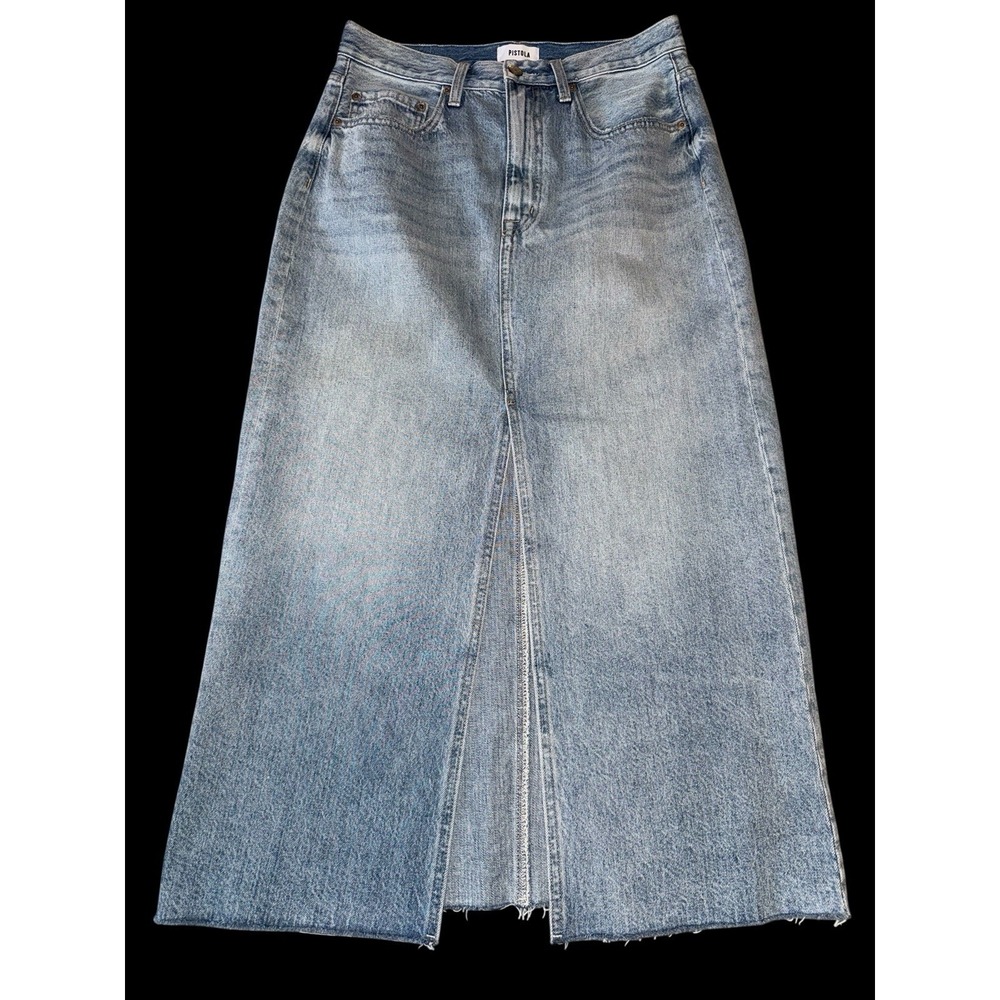 Anthropologie Pistola Alice Midi Denim Split Front Brooklyn Skirt Sz 30